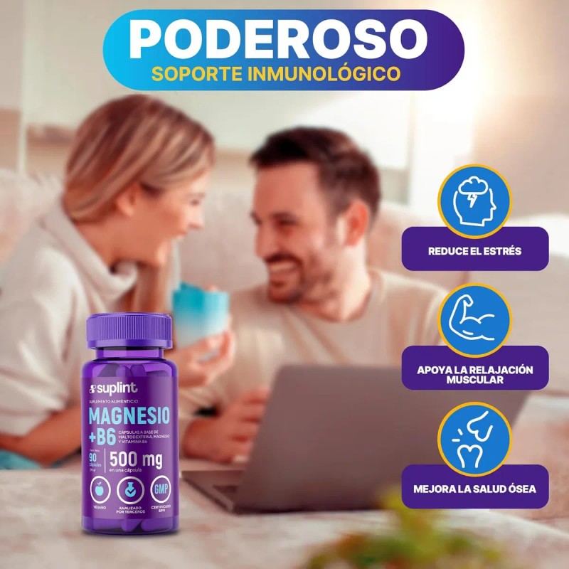 Suplemento Citrato De Magnesio 200 Mg Con Vitamina B6 90cáps