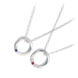 The Kiss Silver Pair Necklace, Birthstone, Engravable, Jay Well Limited