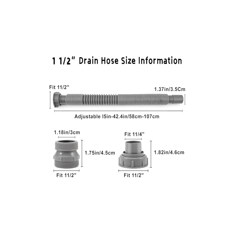 1 1/2" Flexible Drain Hose, Extendable Flexible Sink Drain Hose