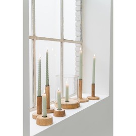 ukiyo 4 gedrehte Stabkerzen H:25 Ø:2,5 Tafelkerzen 6 Std. Brenndauer Spiralkerzen Kerzen, Farbe:Grün