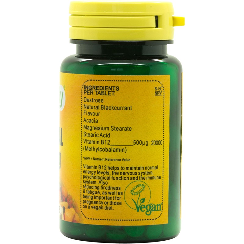Veganicity B12 500µg Sublingual (Blackcurrant Flavour) : Vitamin B12 Supplement