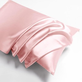 THXSILK 100% Silk Pillowcase for Hair and Skin, Soft Smooth Cooling Pillow Cover with Hidden Zipper, Both Sides Pure Silk, Gift for Women Men 1 pc(Queen, Charming Pink)