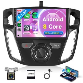 8 Core 6G+128G Car Radio for Ford Focus 2012-2018, Android 13 Wireless Carplay Android Auto Rimoody 9 Inch Touchscreen GPS DSP-36 Mirror Link 4G-WiFi Bluetooth FM 59-UI Themes AHD Backup Camera