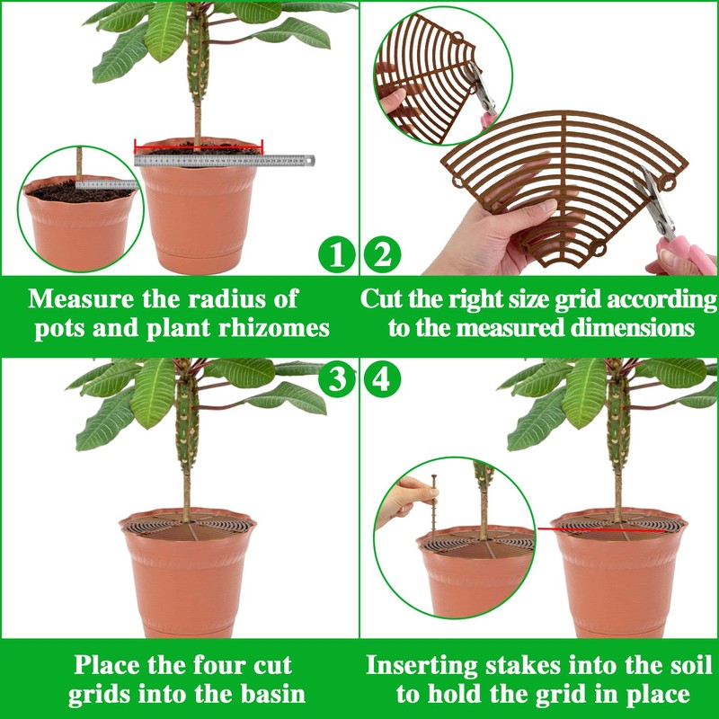 11.8 Inch Plant Pot Grid,6 Pack Plant Pot Soil Covers