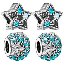 Qusmeiyici 4PCS Summer Oceanic Starfish Charms, Star Charm DIY Beads Bracelet Charm Fashion Jewelry for Bracelet DIY Making Jewelry