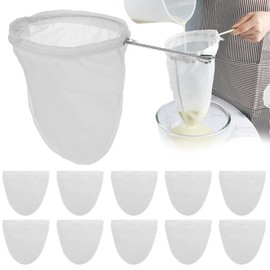 LDXDRU 10Pcs Extra Fine Mesh Strainer Bags with Handle, Reusable Cheesecloth Bag, Kitchen Strainer Filter for NutMilk, Coffee, Milk, Tea, Juices and Fresh Cheese