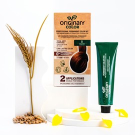Originary Color - Professional Permanent Dye Kit Colour 5-0 Light Brown 100ml Oxidizing Cream 100ml + Shampoo 30ml Ammonia Free PPD Formula