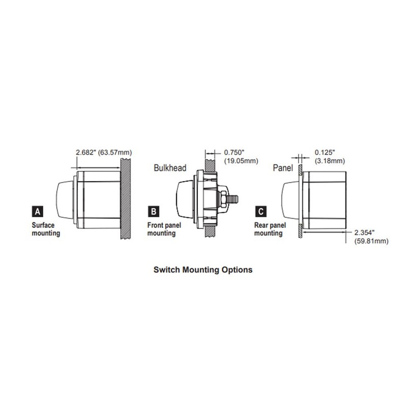 Blue Sea Systems 6008 m-Series Battery Switch 3 Position Selector,