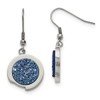 Stainless Steel Polished with Blue Druzy Stone Earrings