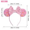 bianbaistar Pink Velvet Mouse Ears Headband, Matte Bow & Colorful