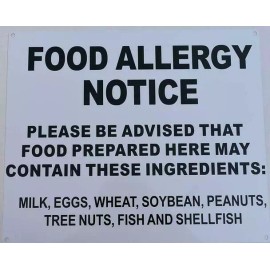 BUILDINGSINGS.COM Food Allergy Notice Sign (Aluminum, 10x12) -REF24-1027