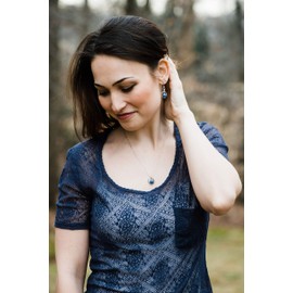 Blue Lapis Lazuli Solid Sterling Silver Dangle Earrings for Women - Minimalist Real Gemstone Lapis and Silver Earrings for Everyday Wear - Trendy Jewelry Gift Idea for Wife or Mother