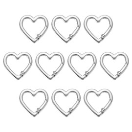 PATIKIL Heart Keychain Clip, 10 Pcs Little Heart Key Ring Snap Hook Clip Zinc Alloy Trigger Spring Buckle for Keychains Bags Purses Handbag Jewelry Making, Silver