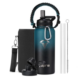 Topre 32oz Insulated Water Bottle,Stainless Steel Vacuum Water Bottle, BPA-Free & Leakproof -with Paracord Handle,Strap,Straw Spout Lids,Large Water Jug for Gym Sports