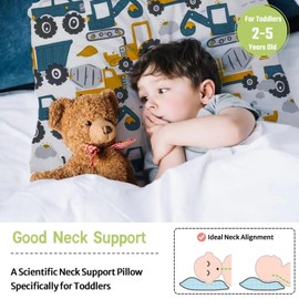 Aisawate Toddler Pillow with Pillowcase - 13X18 Soft Cotton Baby Kids Pillows for Sleeping - Washable and Hypoallergenic - Toddler Bedding Small Pillow - Baby Pillow for Cot Bed & Travel