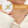 XUZOPIM Necklace With Paved Cubic Zirconia Cross And Twisted Crown,
