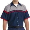 Red Kap Men's Standard Performance Tech Shirt, Navy/Red/Light Grey, Small