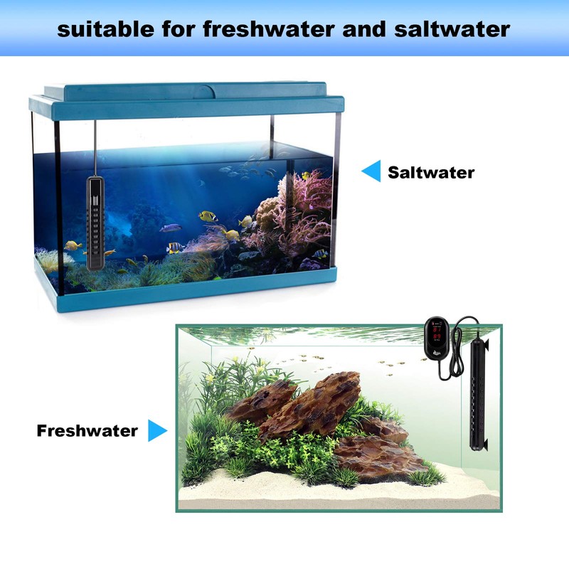 AQQA Submersible Aquarium Heater,100W/200W/300W/500W/800W/1000W/1200W Fish Tank Heater,External Temperature Controller LED