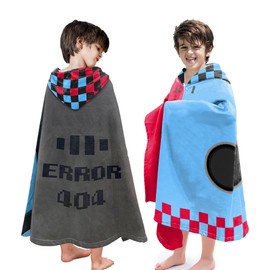 HSUIOFE - Toallas con capucha para niños, toalla de playa para niños, súper absorbentes y de secado rápido, 100% algodón, 35 x 60 pulgadas, para niños de 3 a 12 años, diseño de patrón de gamepad
