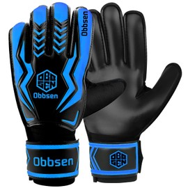 Obbsen Goalkeeper Gloves with Fingersave Football Gloves Goalkeeper with Extra Strong Grip Size 5-7 for Children Teenagers Size 8-10 for Men Women