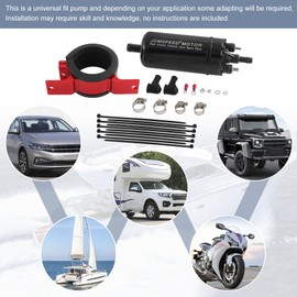 Universal External Inline High Pressure Fuel Pump 12V with Mounting Bracket Clamp and Fuel Hose Replace 0580463016, 0580464020, 0580464055, 0580453911, 0580464048 Gasoline Injection Pump Black
