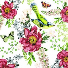 20 Napkins Animals and Rose Petals Flowers Vintage Table Decoration 33 x 33 cm