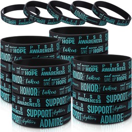Liliaafar 50 Pcs Military Mental Health Awareness Bracelets Bulk Veterans Stigma Awareness Month Support Silicone Wristbands Veterans Day Care Gifts Unisex for Men Women(Ptsd)