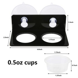 SLSON Gecko Feeding Ledge Acrylic Suction with 20 Pcs 0.5oz Plastic Cups Reptile Food＆Water Feeder Ledge Accessories for Lizards, Chameleon, Tortoise
