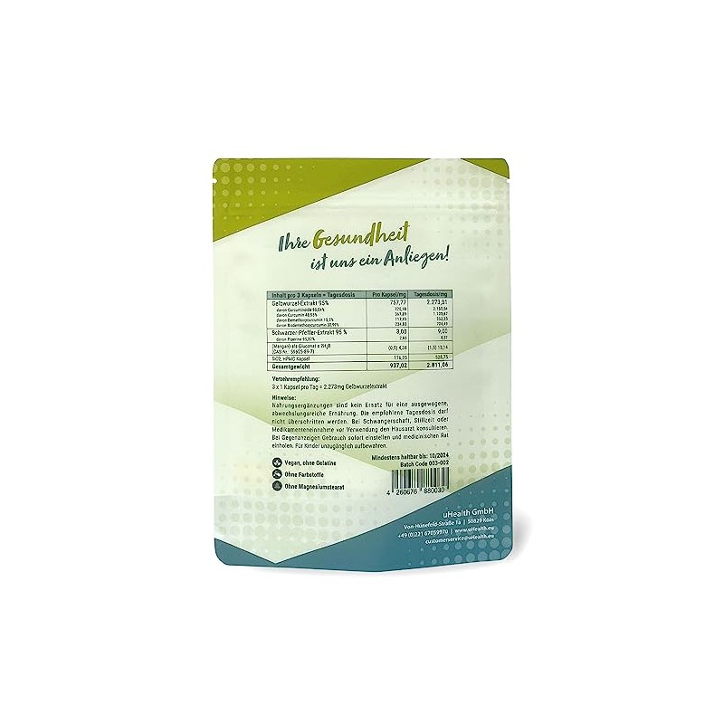 Yellow Root Extract 750 mg; 750 mg Curcumin 95% UV