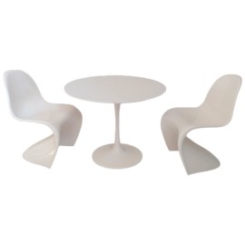 Eledoll 1:6 Dollhouse Furniture Panton S White Chair & Table Set for The 12 inch Fashion Doll