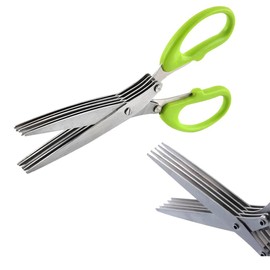 Kitchen Shears, 5 Blades Green Shredder Shears, Essential Kitchen & Cooking Gadgets 5 Times Sharp, Easy Cutting