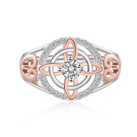 Salloog 0.3CT Moissanite Witches Knot Ring - 925 Sterling Silver Witch Rings Moissanite jewelry Gift for Women Anniversary Birthday Size 5-10# (8)