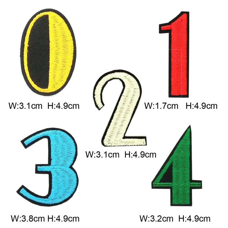 Numbers 10 Pieces 0-9 Mixed Colors Iron On Clothes Applique