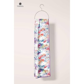 Vissona 100% Silk Headscarf for Women - 12"x 27"/30 * 170cm Hair Scarf Silk Headscarf Bandanas Rectangular Silk 60012, White , Purple, Medium