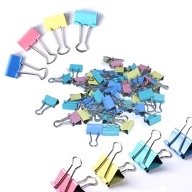 60pcs Binder Clips, 15mm Colored Metal Binder Clips, Small Bulldog Clips Foldback Clips Mini Metal Bulldog Clips, Coloured Metal Foldback Clamps Coloured Stationery File Money Paper Clamps(4 Color)