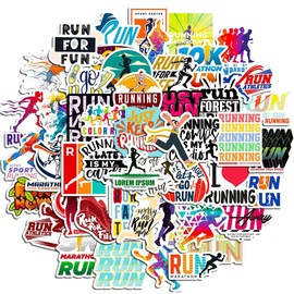 Running Stickers |50Pcs Runner Exercise Waterproof Vinyl Decals for Bike Water Bottles Laptop Bicycle Refrigerator Cup Luggage Computer Mobile Phone Skateboard