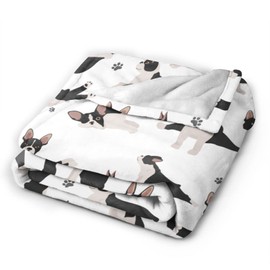 Fenmshairy Boston Terrier Thermal Throw Blanket, Ultra Soft Warm Cozy Microfiber All Season Lightweight Puppy Flannel Fleece Blanket for Sofa Bed Couch Office Travel, 60x50 Inches