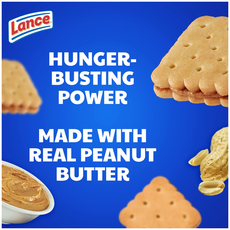 Lance Sandwich Cookies, Nekot Peanut Butter, 10 Individually Wrapped Packs,