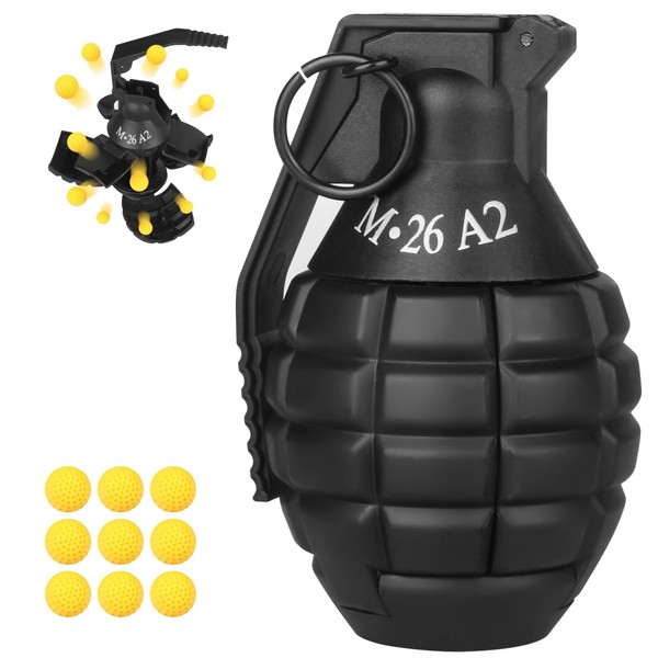 Toy-Hand Grenade for CS Battle Game,with 9 Foam Ammo Black