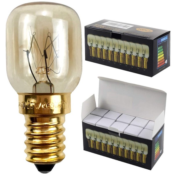 Kleine Glühlampe für Mikrowelle/Backofen, 10 Stück/Packung, SES/E14-Schraubsockel, für bis zu