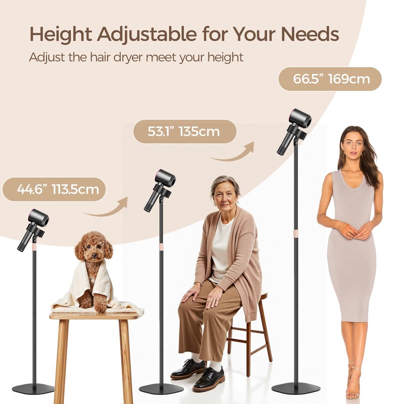 Hair Dryer Stand, 1.68M Height Adjustable Blow Dryers Holder, Ultra