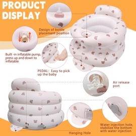 Inflatable Baby Seat for Babies 3 Months & Up, Inflatable Baby Support Seat for Sitting Up, Toddler Baby Chair with Built in Air Pump, Upgrade Water Injection Function (Color#01)