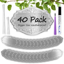 IKSII 40PCS Plant Labels,Bigger Size Aluminum Metal Plant Tags Plant Label for Outdoor Garden Waterproof,Silvery Plant Name Tags for Tree,Vegetables,Herbs