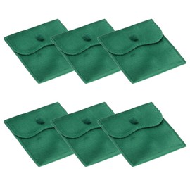 PATIKIL 4x4 Inch Velvet Jewelry Pouches, 6 Pcs Jewelry Packaging Gift Bags with Snap Button for Bracelet Necklace Rings Watch, Green