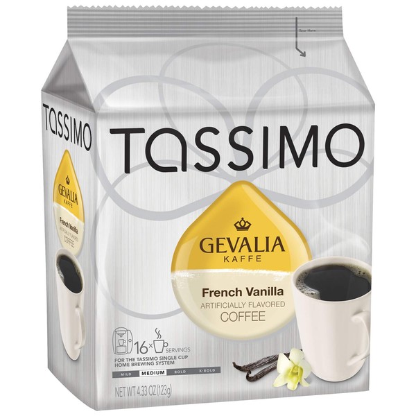 Gevalia Kaffe French Vanilla Coffee, 16 Count, T-Discs for Tassimo Coffemakers