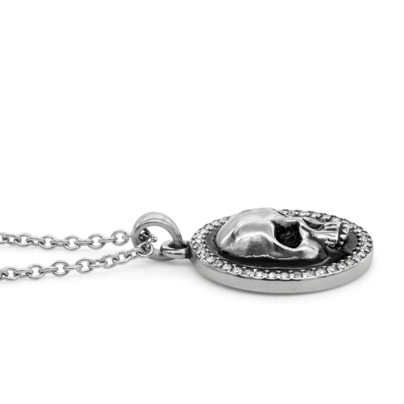 Controse Skull Necklace - cool skull pendant with 42 crystals