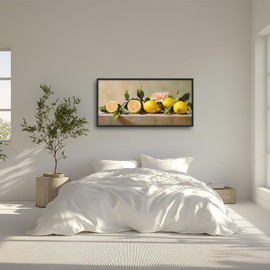 Kylora Lemon Wall Art Still Life Lemons Pictures Wall Decor Fruit Large Master Over Above Bed Canvas Prints Horizontal Modern Artwork Oil Painting Home Office Decorations For Kitchen Bedroom 30"x60"