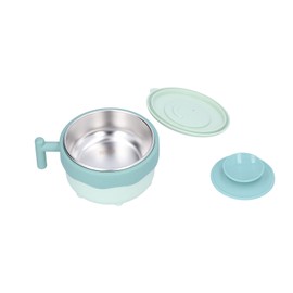 Stainless Steel Baby Feeding Bowl Heat Preservation Tableware Suction Bowl for InfantGreen