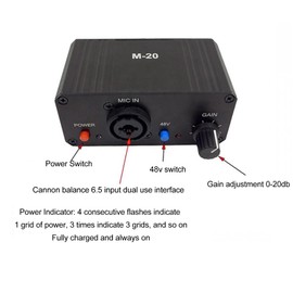 Microphone Preamp, 27dB XLR Output Mic Professional Mic Booster Activator Preamplifier with with 48V Power, for Home Studio, Podcasts, Streaming, Recording
