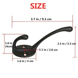 Ganchos percheros De Pared Vintage, 20 Antiguo Aleación Zinc Montado en La Pared Ganchos Para Abrigos Con 80 Tornillos, Para Cocina, Baño, Dormitorio (Negro)